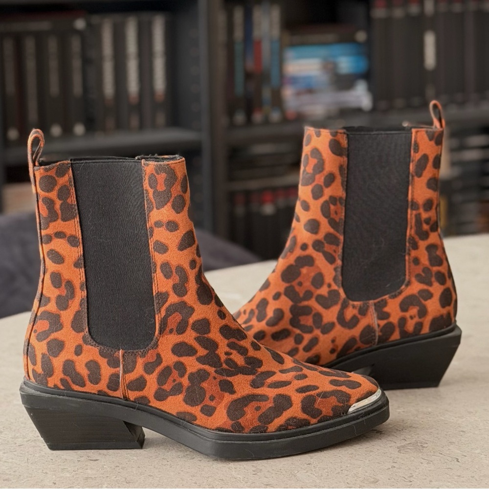 ASOS Orange and Black Leopard Ankle Boots